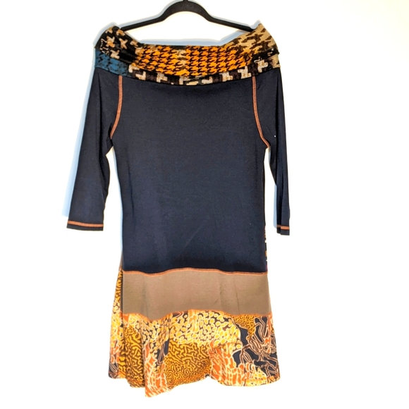 Isle Apparel Off Shoulder Patchwork Dress, Medium - Picture 2 of 8